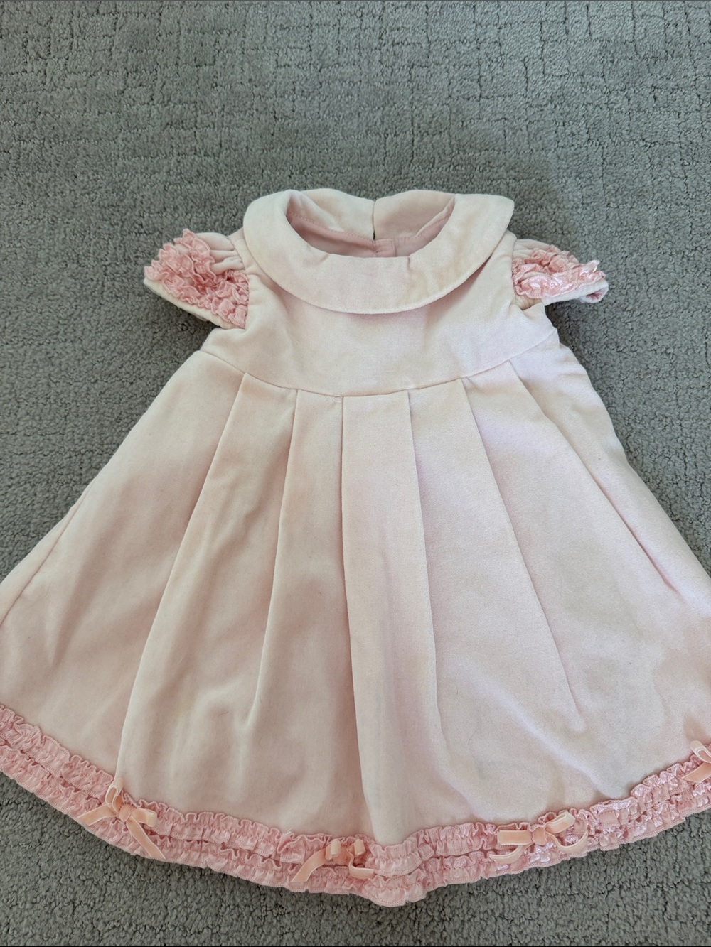 Baby Biscotti Pink Velvet Ruffle-Sleeve Kids Dress